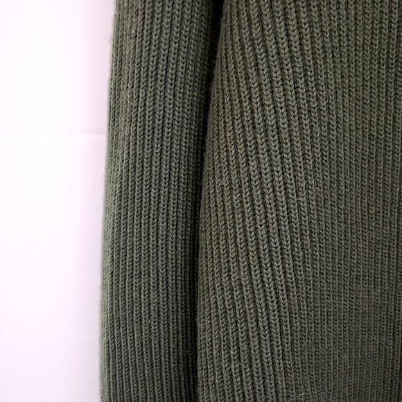 Valerie Seperates Forest Green Leather & Merino Wool Blend Sweater LG Front Zip - Picture 4 of 7